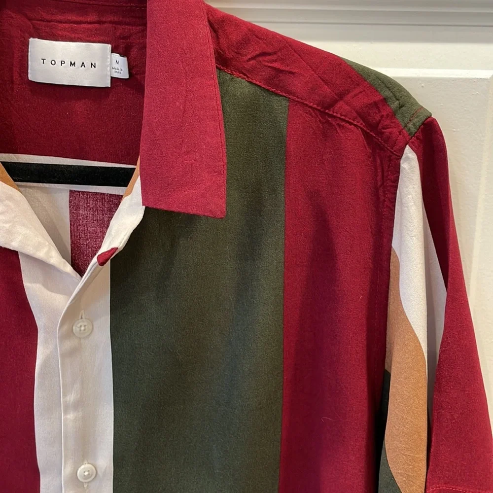 Men’s Topman Multicolored Striped Button Down Shirt M - Picture 3 of 8